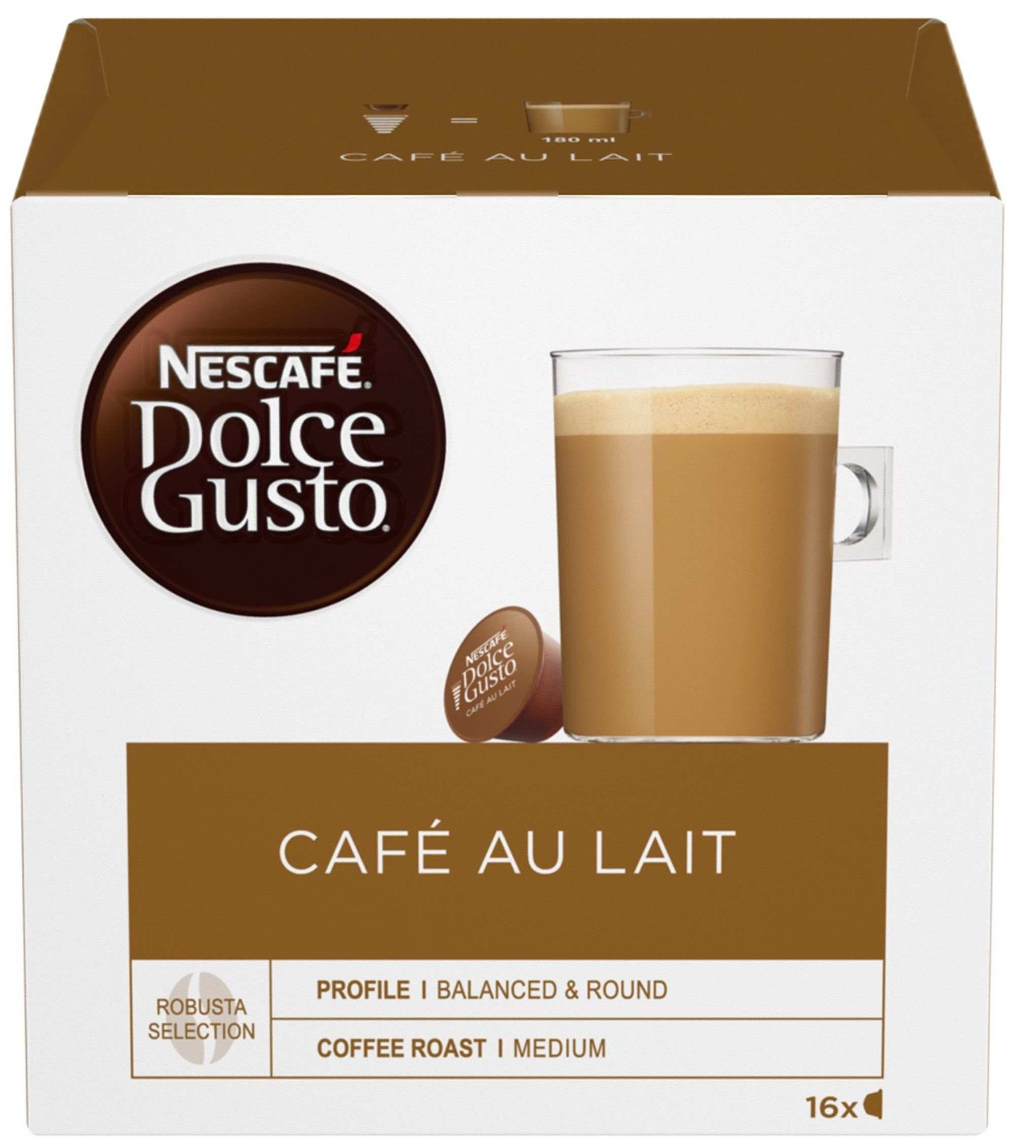 Kafijas kapsulas Nescafe DOLCE GUSTO Cafe Au Lait 16gb, 160g