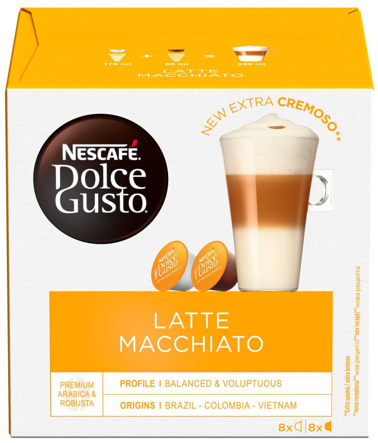 Kafijas kapsulas Nescafe DOLCE GUSTO Latte Macchiato 16gb, 183.2g