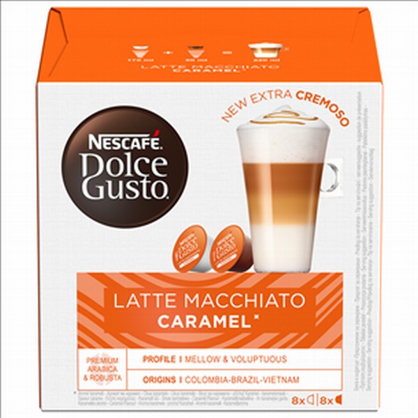 Kafijas kapsulas Nescafe DOLCE GUSTO Latte Macchiato CARAMEL 16gb, 145.6g