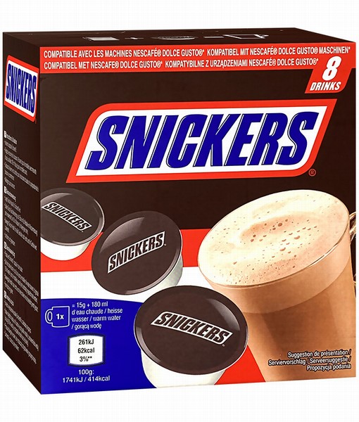 Karstās šokolādes kapsulas Snickers 8x15g