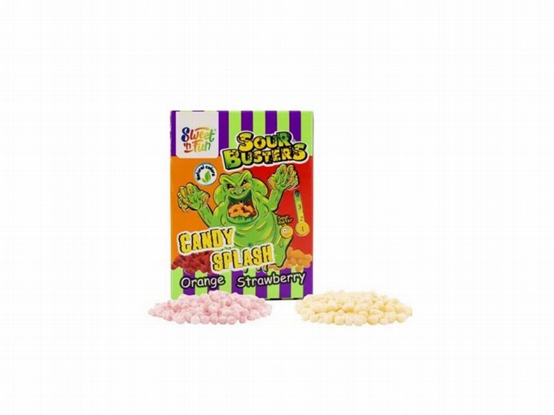 Konfekte Sweet'n Fun Sour Busters Splash Apelsīns/Zemene, Citrons/Kola, 45g