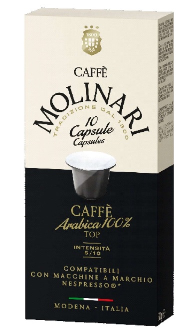 Kafijas kapsulas Molinari Caffe Arabica 100% , 10 gab., saderīgas ar Nespresso®* kafijas aparātu.