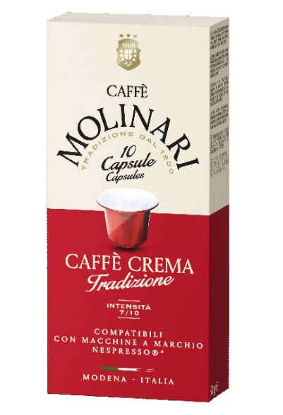 Kafijas kapsulas Molinari Caffe Crema Tradizione 10 gb., saderīgas ar Nespresso® kafijas mašīnu