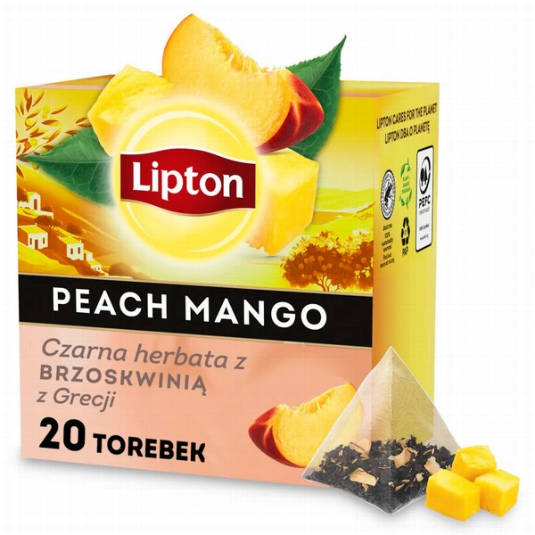 Tēja Lipton PY Black Peach Mango, 20x1.8g tējas maisiņi 