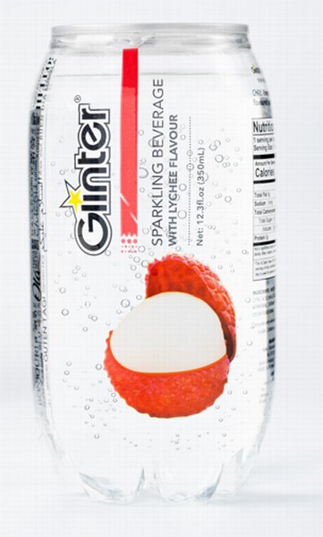 Dzirkstošais dzēriens Glinter ar Ličī garšu 350 ml